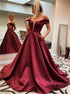 A Line Off the Shoulder Satin Prom Dress with Pockets LBQ3818